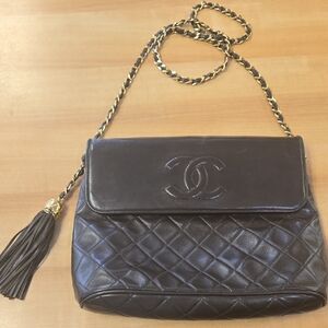 Chanel Dark Brown Quilted Shoulder Bag with Tassel